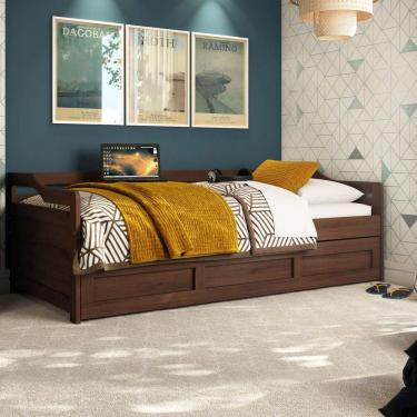 Imagem de Bicama Londrina Solteiro Castanho Escuro Madeira Pinus