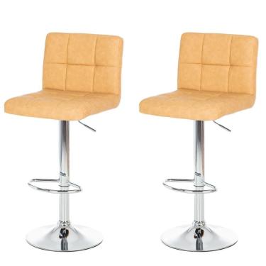 Imagem de Kit 2 Banqueta Giratória ANM2800B Gomos Confort  Anima Office Estofada em PU Caramelo Base Cromada