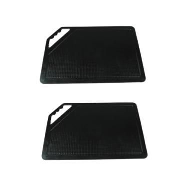 Imagem de Tábua De Carne De Plástico Antiderrapante Grande 30cmx20cm Para Churrasco E Cozinha(Kit 2 preto)