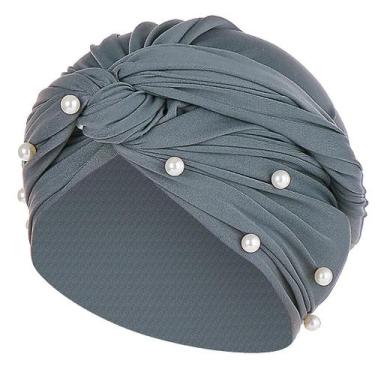 Imagem de Gorro feminino pérola beading india chapéu muçulmano babado câncer qui