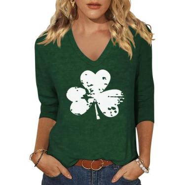 Imagem de Camiseta feminina Scgirl de manga 3/4 com decote em V para o Dia de Sã