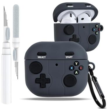 Imagem de Boaretiu Capa para Airpods 4 2024 desenho fofo Kawaii - Capa divertida de silicone macio 3D com mosquetão e kit de limpeza, capa divertida e estilosa para meninos, meninas, adolescentes, mulheres,