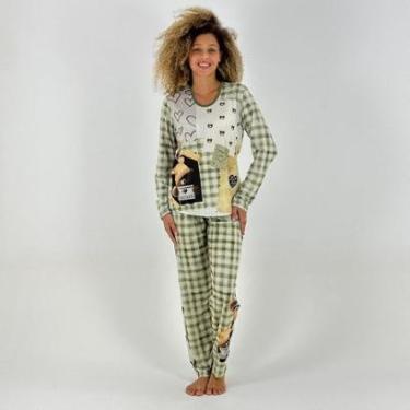 Imagem de Pijama Recco Manga Longa com Calça Xadrez Feminina-Feminino