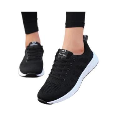 Imagem de Tênis Feminino Plano para Caminhada - Respirável e Confortável, 39, Pr