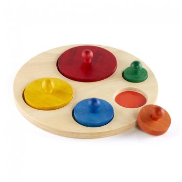 Imagem de Quebra-cabeça de círculos em madeira Guidecraft Circle Sorter com pinos coloridos para bebês e crianças pequenas
