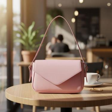 Imagem de Bolsa Transversal Pequena Com Flap Envelope De Ombro - JS Bolsas, Rosa