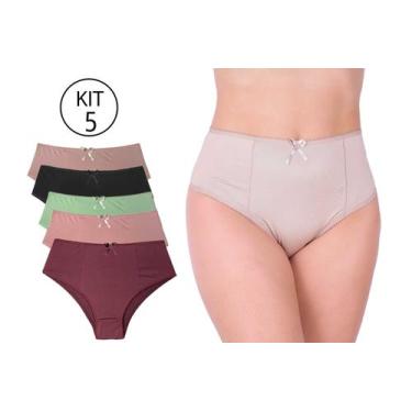 Imagem de Calcinha plus size Cintura alta microfibra lisa confortável senhora ki