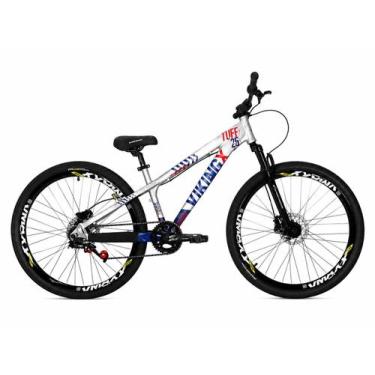 Imagem de Bicicleta Vikingx Prata Azul Aro 26 Single Wheeling Freio Hidráulico