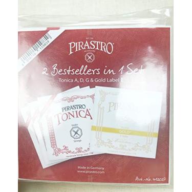 Imagem de Tonica Conjunto de cordas de violino com etiqueta dourada E cordas bola E tamanho 4/4