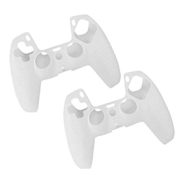 Imagem de Capa para gamepad à prova de poeira, capa de silicone TwiHill de material leve, Gamers anti-extrusão à prova de suor para PS5 (2 Brancos)