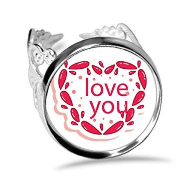 Imagem de Dia dos Namorados Coração Rosa Love You Anel Ajustável Amor Casamento Noivado