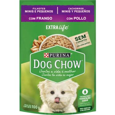 Imagem de Ração Úmida Nestlé Purina Dog Chow Sachê Frango para Cães Filhotes Raças Minis e Pequenas - 100 g