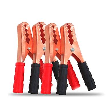 Imagem de Jogo Kit 4 Garra Jacaré Bateria Chupeta Clip Cabo Suporte 100A Emborrachado