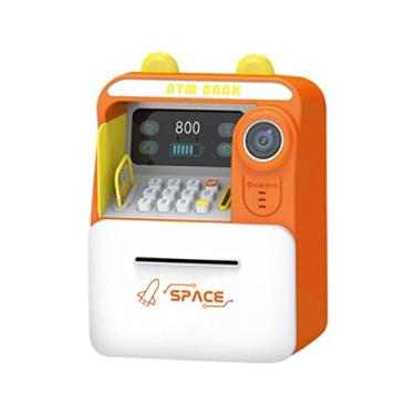 Imagem de Almencla Mini caixa eletrônico de brinquedo para cofrinho, caixa registradora para economizar dinheiro, economizador de dinheiro, caixa de economia de papel de, laranja