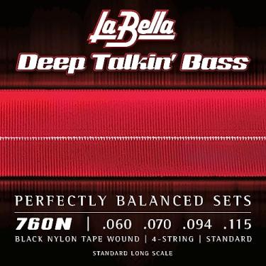 Imagem de La Bella 760N Deep Talkin' Bass Black Nylon Tape Wound- Cordas de baixo padrão de longa escala
