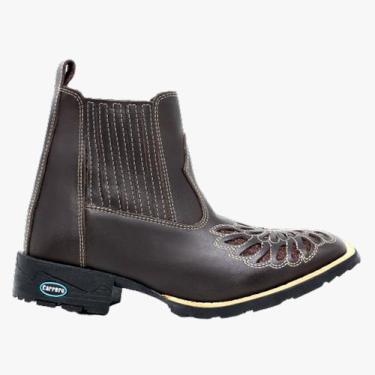 Imagem de Bota Botina Em Couro Feminina Bico Quadrado Country - Carrero Boots