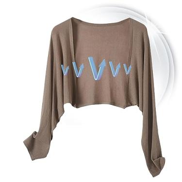 Imagem de malha fina verão, tricô sol fino verão, malha curta e fina com proteção UV, camisa com ar condicionado para praia, compras e muito mais Puchen
