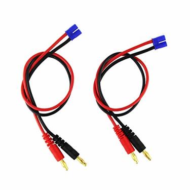 Imagem de OliYin 2pcs EC2 Male to 4mm Banana Plug Connector Plug Adapter Charge Cable Lead Test Leads 16awg 11.8inch for RC Lipo Battery(Pack of 2)