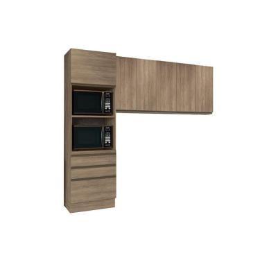 Imagem de Kit De Cozinha Modulada 3 Peças Maxxi (2 Armários + 1 Paneleiro) Cpt36 Nogal - Kappesberg