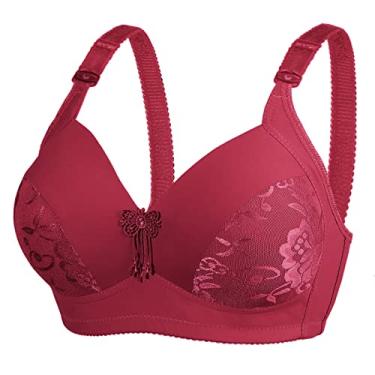 Imagem de Sutiã push-up feminino moda sexy sutiã de renda confortável plus size roupa íntima feminina sutiã respirável, Vermelho, 52