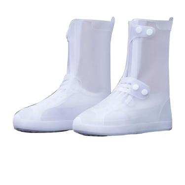 Imagem de Capas para sapatos de chuva | Capas impermeáveis antiderrapantes para sapatos | Galochas reutilizáveis para homens e mulheres, Branco, X-Large