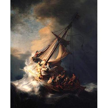 Imagem de Cristo na Tempestade do Mar da Galiléia de Rembrandt - 50x62 - Tela Canvas Para Quadro