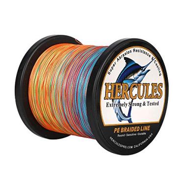 Imagem de Hercules Linha de pesca trançada super forte 4 fios super econômico de 1,8 kg a 2,3 kg Teste para água salgada, 109/328 / 547/1094 jardas (100 m / 300 m / 500 m / 1000 m), Diam# 0,08 mm - 0,55 mm Multicor, 50LB(22.7KG)-0.37MM-1094YDS(1000M)