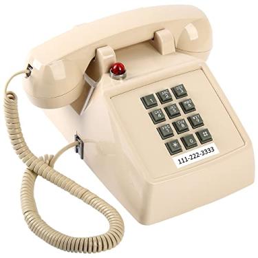 Imagem de Telefone fixo retrô tradicional (indicador de toque visível atualizado), telefone de mesa analógico clássico 2500 (compatível com aparelho auditivo), sino de metal vintage, telefone reserva antigo