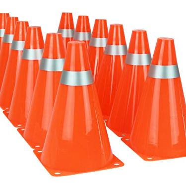 Imagem de Cones de trânsito de 17,8 cm, exercícios esportivos de futebol, treinamento de agilidade, cones laranja para crianças (conjunto de 12)