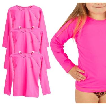 Imagem de Kit 3 Camisetas Infantil Praiamix Uv Proteção Solar Uv50 Feminina-Feminino