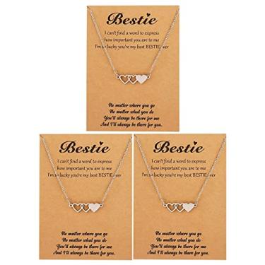 Imagem de HUASAI Colar 2/3/4/5 Bff para meninas, colar moderno para melhor amiga, colares de amizade, colares de irmã combinando com coração para meninas adolescentes para , outro