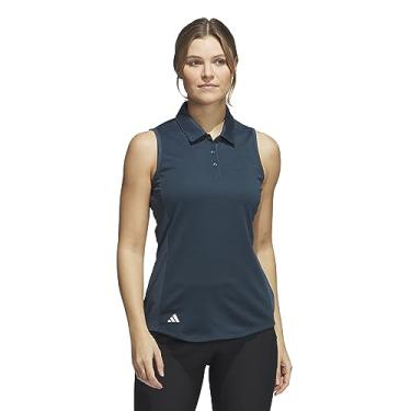 Imagem de adidas Camisa polo feminina de golfe sem mangas com textura, Arctic Night, XG