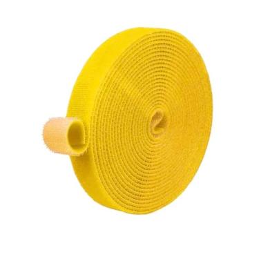Imagem de Organizador De Fios Fixação Extrema Rolo prendendo laços de cabo reutilizáveis, premium gravatas de cabo ajustáveis de 5 metros 10mm de largura (Amarelo)