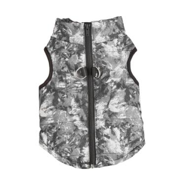 Imagem de Tangpan Casaco de cachorro Leopard Patten colete para animais de estimação roupas quentes para clima frio (preto, GG