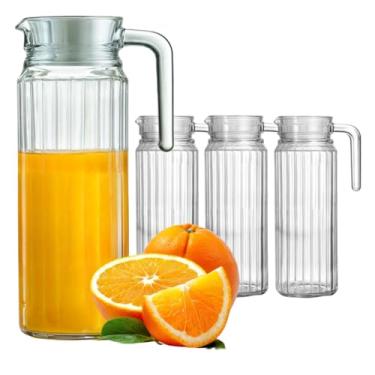 Imagem de KIT 4 Jarras Suíça de Vidro 1l com Tampa para Suco, Água e Refrigerante - 4 Unidades