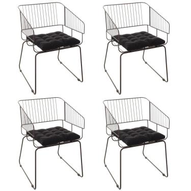 Imagem de Conjunto com 4 Cadeiras para Sala de Estar Texas Aço Corten/Preto