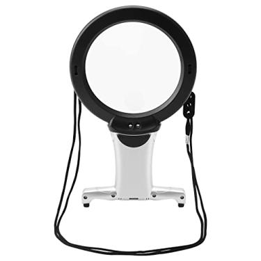 Imagem de Lupa de leitura, lustre de vidro com ampliação portátil para o pescoço, sem as mãos, com luz de LED para trabalho próximo, leitura, costura, ponto cruzado, inspeção, reparo, artesanato