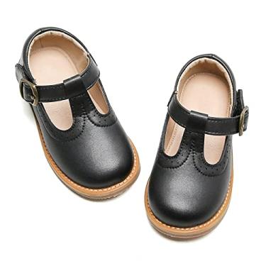 Imagem de Otter MOMO Sapato social feminino Mary Jane com tira em T uniforme escolar, D730-preto, 10 Toddler