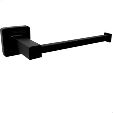 Imagem de Dona D Cor, Porta Papel Higiênico Preto Fosco Papeleira De Banheiro Metal Inox Acessorio De Parede Quadrado Suporte Para Papel Lavabo Black Luxo