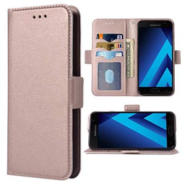 Imagem de WWAAYSSXA Capa de celular Folio Flip Wallet Case, Couro PU Ouro Rosa, Compatível com Samsung Galaxy A5 2017 (5.2 polegadas), Suporte resistente, Fecho magnético