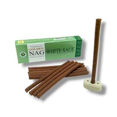 Imagem de Incenso Golden Nag White Sage Dhoop Tibetano sem vareta - 10 sticks + incensário