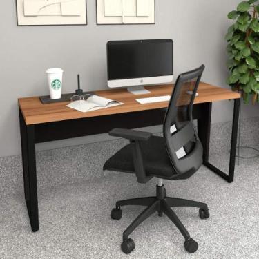Imagem de Mesa Escrivaninha Industrial 1,50m Nogal Pés Metal F5 - F5 Office G, N