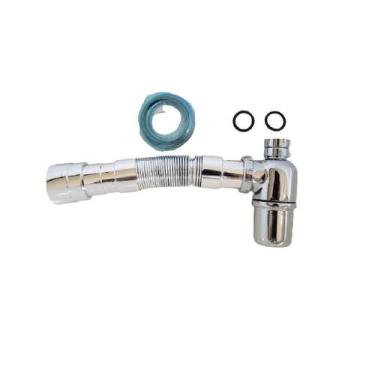 Imagem de Sifão p/ Cozinha Sanfonado Copo Metal Cromado - JEDMETAIS