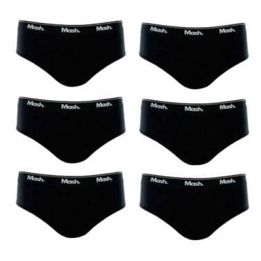 Imagem de Kit 6 Cuecas Slip 100% Algodão Mash - Preto, Preto, M