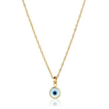 Imagem de Corrente Cordão Singapura + Pingente Olho Grego Ouro 18k - AGAPRIME JÓ