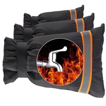 Imagem de Supoice Capa de torneira externa para proteção contra congelamento de inverno 15,24 cm L x 17,78 cm A, meias de isolamento para torneira externa de quintal capa anticongelante à prova d'água e sem geada com faixa liberadora laranja, pacote com 3
