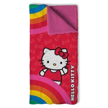 Imagem de NORTHWEST Saco de dormir da Sanrio Hello Kitty Pink Pride, saco de dormir sherpa de toque de seda, conjunto de festa do pijama portátil aconchegante, saco de dormir de personagem, 68 x 142 cm