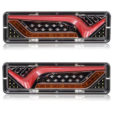 Imagem de YnGia 2 peças de luz traseira de reboque LED Luz de parada traseira 24V luz de freio de inversão lâmpada de seta fluindo para veículos agrícolas caminhão trator reboque caravana campista