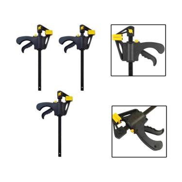 Imagem de Kit 3 Grampos Sargento Aperto Rápido Madeira 150X325X60Mm