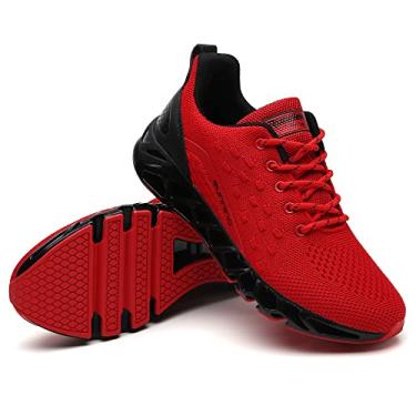 Imagem de TSIODFO Feminino Tênis Vermelho para Tênis de Corrida Tamanho 7 Rendas Até Tênis Atlético Caminhada Sapato Corredor Esporte Ginásio Treino Jogging Tênis